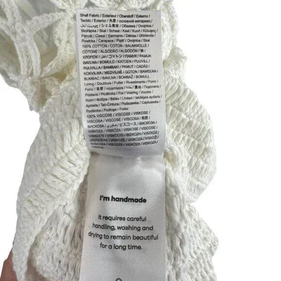 Farm Rio Crochet Peplum Top White Floral Handmade NWT Size XS - Picture 13 of 14